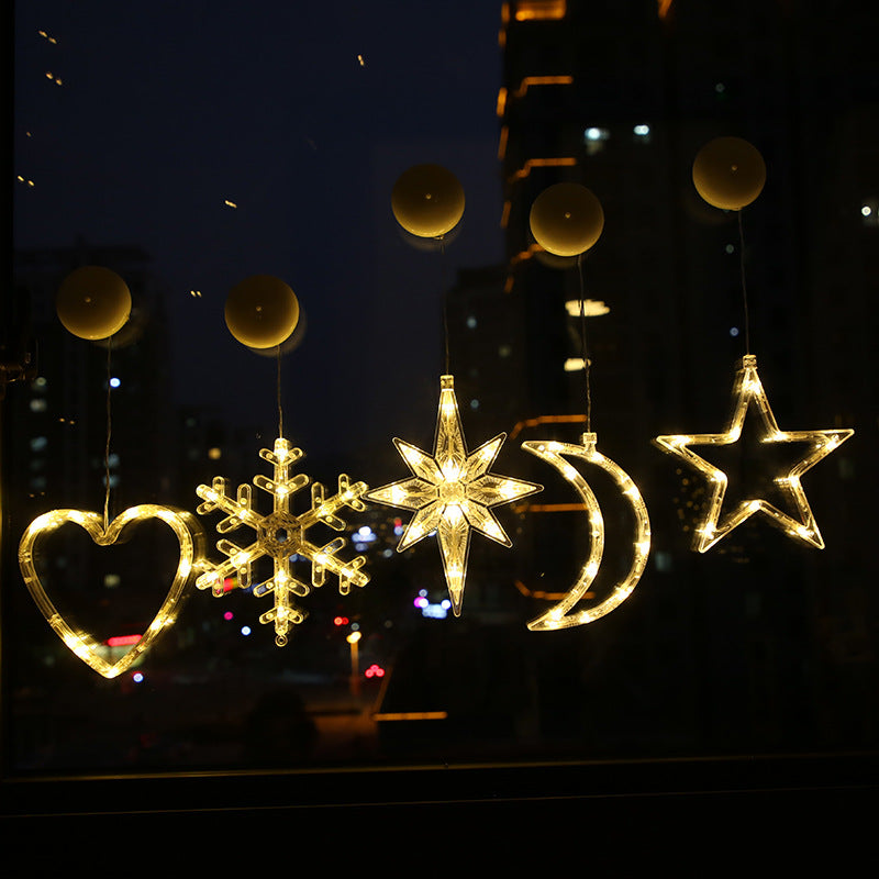 Fairy curtain lights glowing
